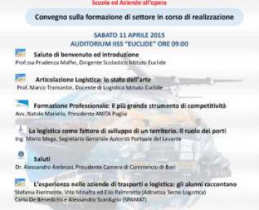 CONVEGNO ''LOGISTICAMENTE TRASPORTI'' PRESSO L'AUDITORIUM DELL'EUCLIDE A BARI L'11/04/2015 ORE 9:00
